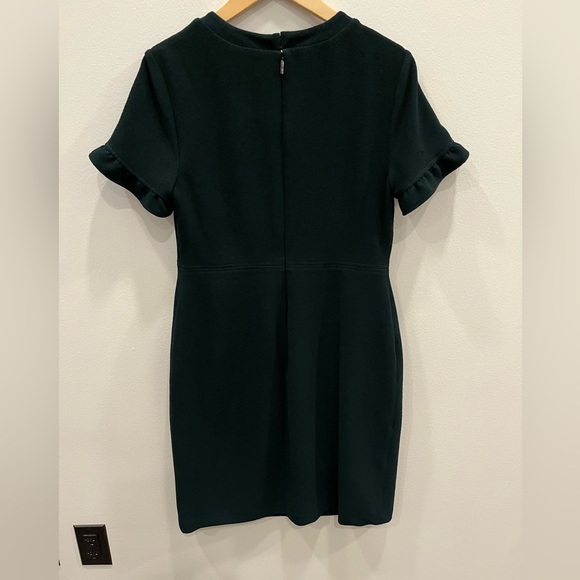 NWT Karl Lagerfeld Paris Dark Green Ruffle Sleeve Bow Dress - Picture 5 of 9